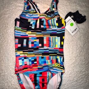 GK Multicolor Geometric One-Piece Swimsuit - Black Base